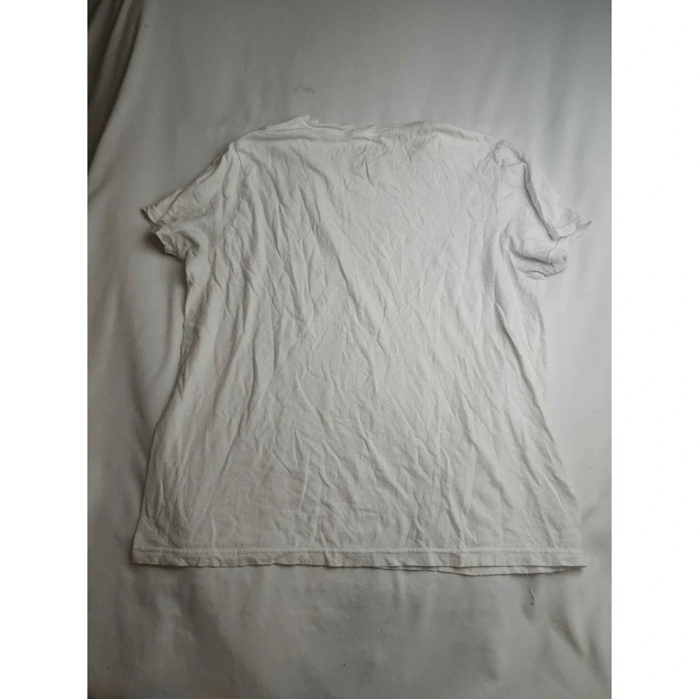 True Religion Mens White Short Sleeve Crew Neck T-Shirt Silver Logo Size Medium